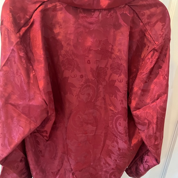 New Victoria's Secret Gold Label Sleep Shirt Gown Red Burgundy Damask Night - Picture 7 of 7